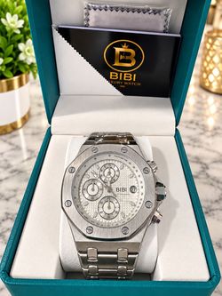BIBI Luxury Chronograph Watch Silver Tone
