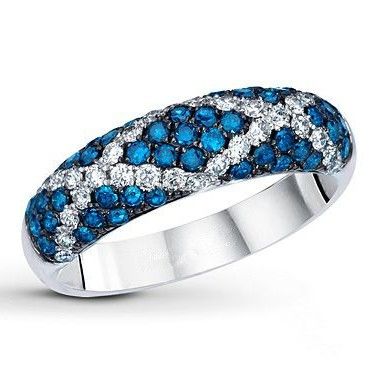 "White Zircon Cross Lines Modern Silver Trendy Blue Rings for Women, PD684
 
  