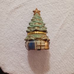 Porcelain Christmas Tree Trinket Box 