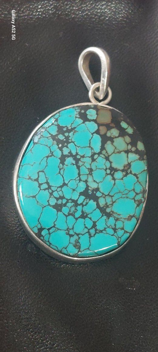 Genuine Turquoise Sterling Silver Pendant