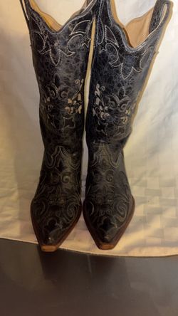 Black Corral Leather Boots W/Embroidery