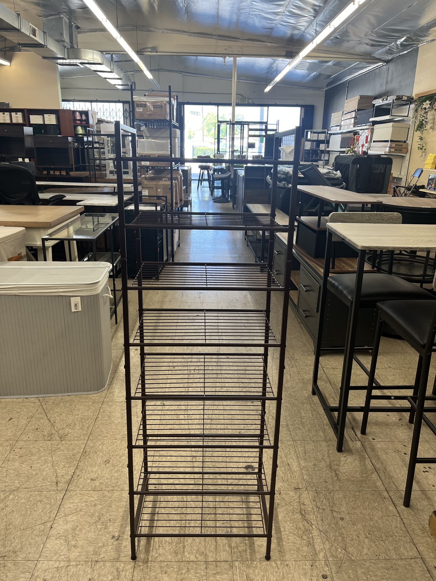 SONGMICS 8 Tier Metal Tall Shoe Rack Shelf Slim Storage Organizer - Bronze