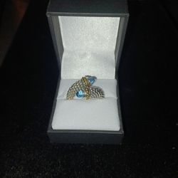 Sterling Silver, 18kt Gold and Topaz Ring By Lagos Size 8