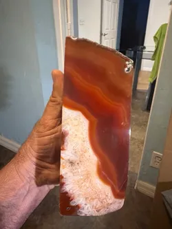 Natural Polished Red Agate Geode Slab - Bookend Display Stone