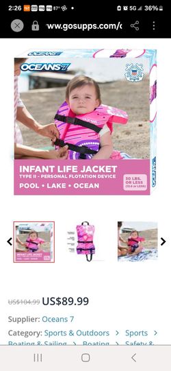 Girl life jacket,  new