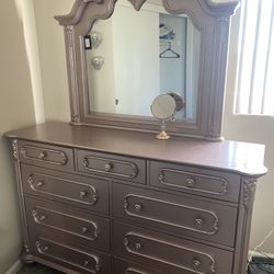 Pink Dresser With Mirror