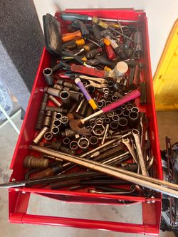 🔥Huge Mixed Mechanic Tool Lot with Red Utility Cart 🧰🔧$120 (OBO)