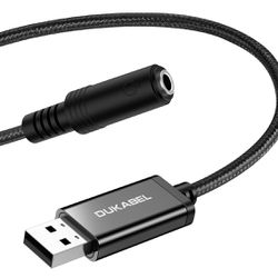 USB to 3.5mm Jack Audio Adapter • USB to Aux Cable with TRRS 4-Pole Mic-Supported • USB to Headphone
