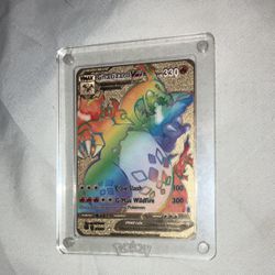 Charizard VMAX Rainbow Gold Charazard Metal Pokemon Card Collectible 