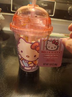 HELLO KITTY TUMBLER WITH CANDY STICKS