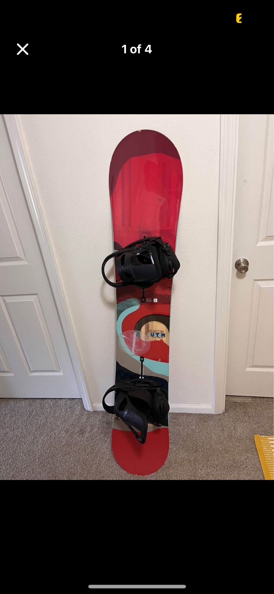 Burton Custom Snowboard With Cartel Bindings