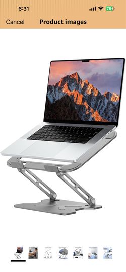 Foldable Laptop Stand for Desk, Adjustable Height Ergonomic Computer Stand, Portable Laptop Riser for MacBook Air Pro, All 10-16'' Notebooks Laptops, 