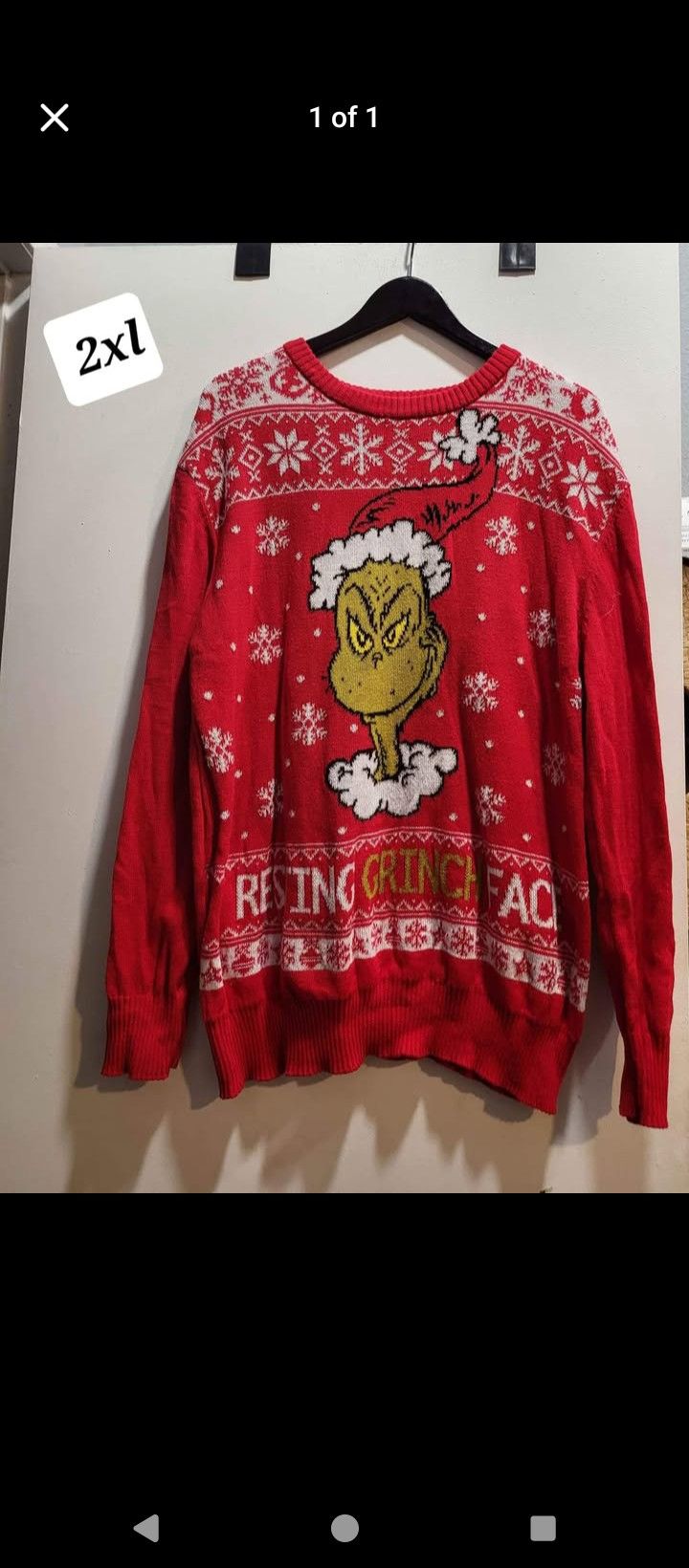 Grinch Christmas Ugly Sweater Size Xl