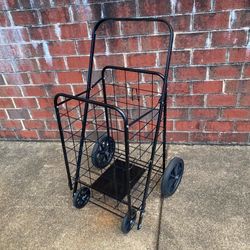 Collapsible Folding Wheeled Metal Utility Grocery Cart