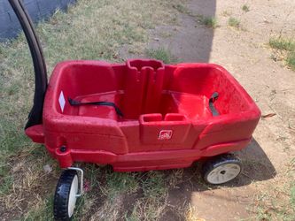 Step2 Red Plastic Two-Seater Toddler Wagon with Safety Belts