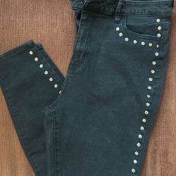 Forever 21 Side Metal Rivets Skinny denim pant