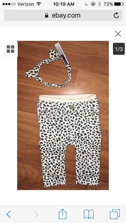 BABY GAP 3-6 Months leopard print jeans and headband only worn once