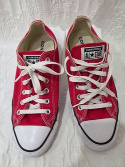 Converse Red Low Top Canvas Sneakers Unisex Mens 8, Womans 10