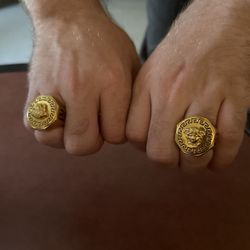 Men's and women's gold plated rings, sizes 9 and 10