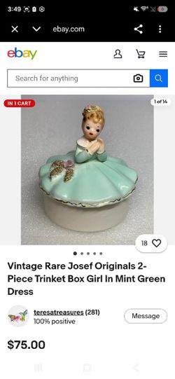 Josef Originals Porcelain Girl Trinket Box