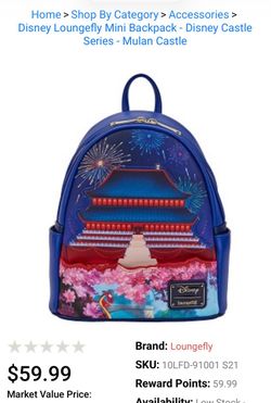 Disney Loungefly Mini Backpack - Disney Castle Series - Mulan Castle