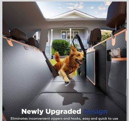 XL Back Seat Extender for Dogs, Hard Bottom Dog Car Seat Cover for Truck Back Seat, Upgraded PU Leather Waterproof Anti-Scratch, Large Space Back Seat