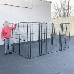 New In Box $360 Dog 16-Panel Playpen, 10x10x5ft Tall Heavy Duty Pet Exercise Fence Crate Kennel Gate