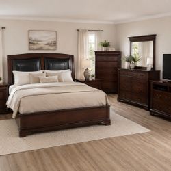 King Bedroom Set w/ TV Dresser – 6 Piece Set