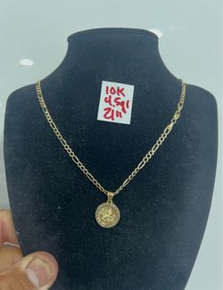 10K Yellow Gold and Pendant For Wedding 4.5Gr 21 Inches Long
