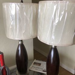 Pair of lamps brand new solid wood