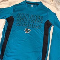 San Jose Sharks Long Sleeve T Size S Teal Black