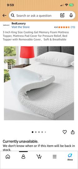 BedLuxury Brand - 3 Inch King Size Cooling Gel Memory Foam Mattress Topper