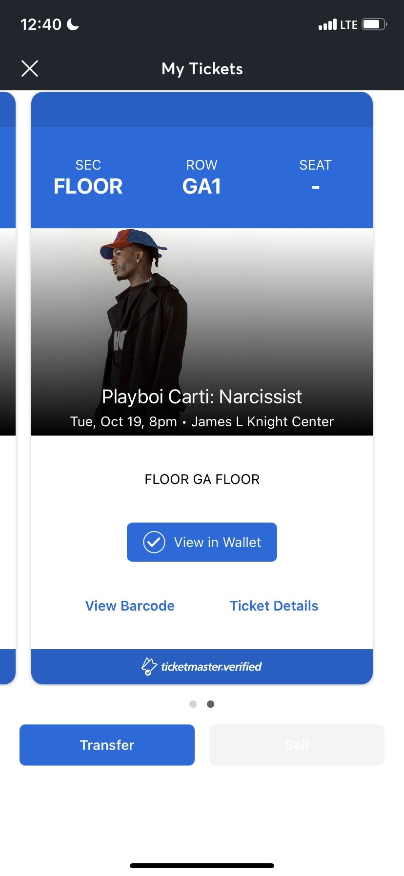 Playboi carti Narcissist GENERAL ADMISSION 