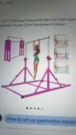 New affordable gymnastics bar 5.6 feet folding horizontal bars for kids three through 12 weight limit 350 pounds adjustable kip bar, children home gym