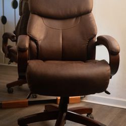 Brown Leather Lazboy Office Chairs (3)