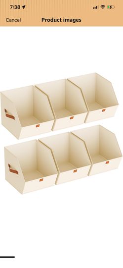 Fabric Closet Storage Cubes - 6 Pack Square Storage Bins with Dual Handles for Clothes, Towels, Toys, Cube Storage Organizers for Bedroom, Nursery, Sh