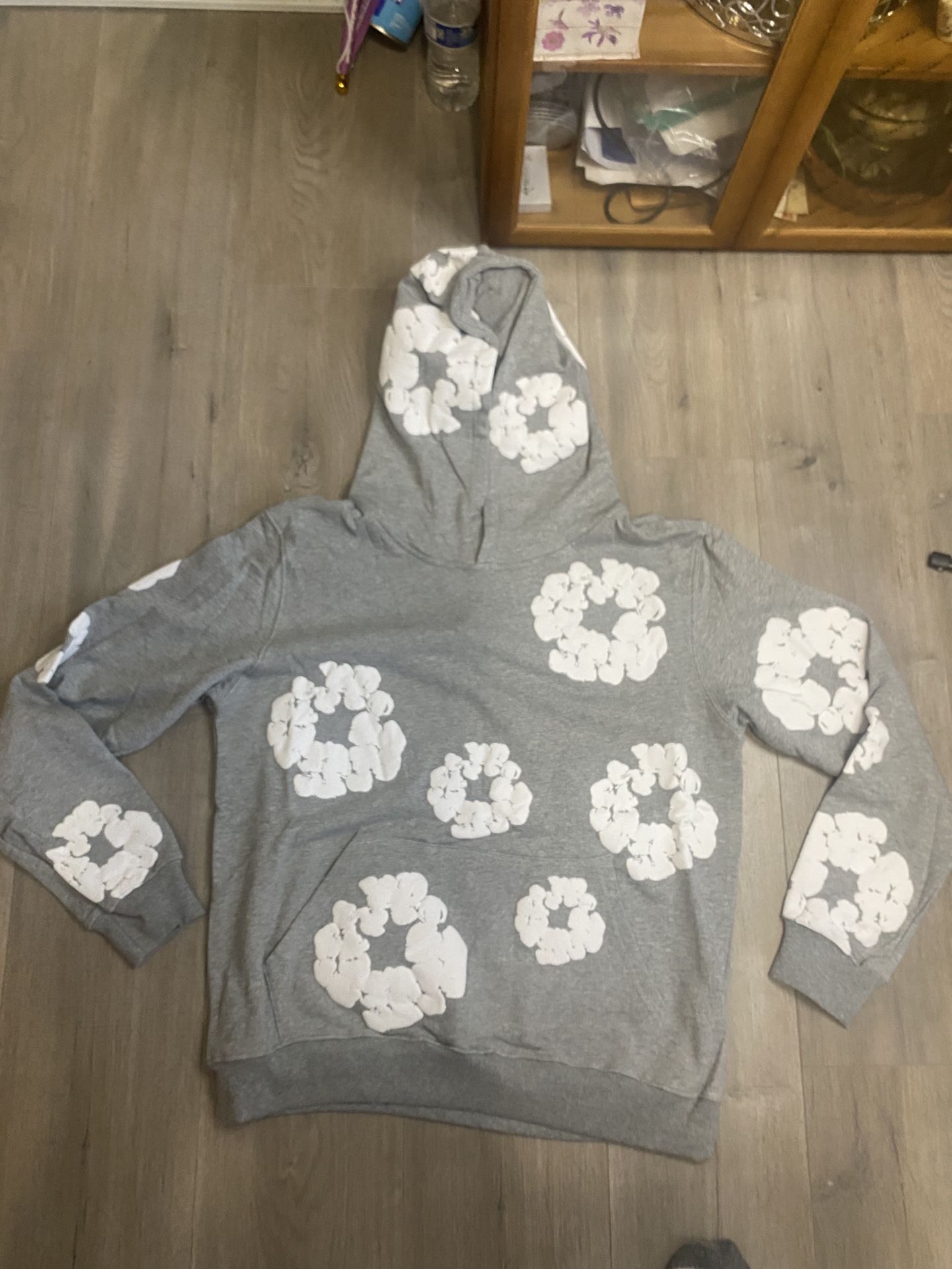 Grey denim tear