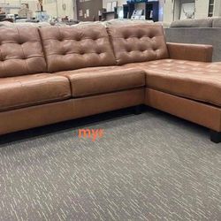 Ashley/ Brown Leather Raf Sectional,seccional,couch,Delivery Available, Ask For A Discount Code 