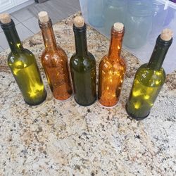 Wine bottles with lights decor