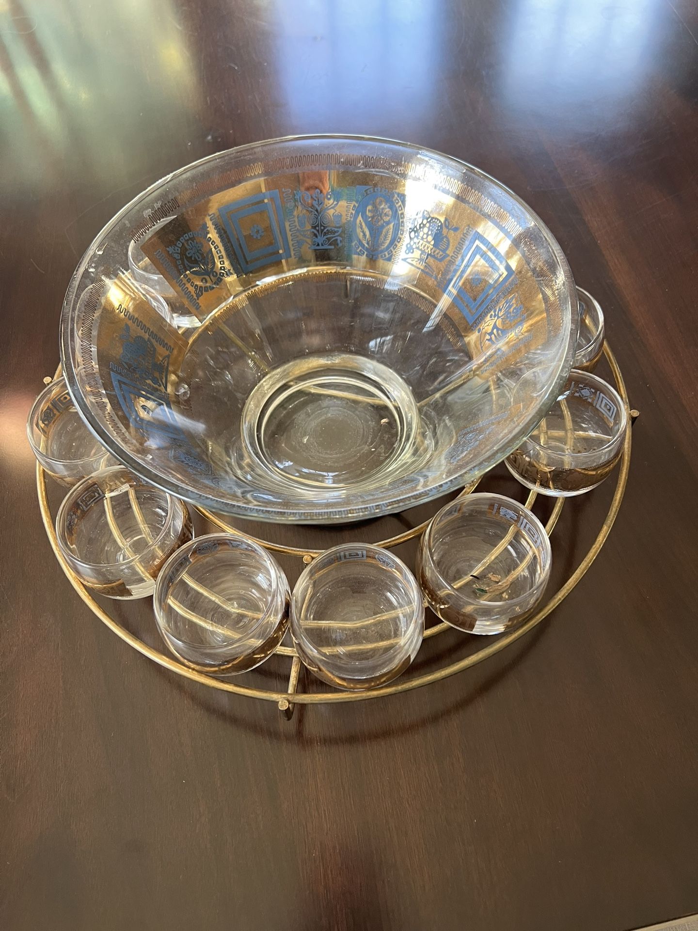 Highly Ornate Punchbowl With 12 Glasses,All Products : American Fashion Style Bags On Sale