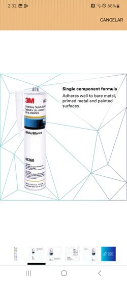 3M Urethane Seam Sealer, 08368, White, High Solids, Permanently Flexible, 310mL/10.5 fl oz High Solids Cartridge; Permanently Flexible; Sealing Automo