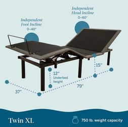 Bed frame with head and foot incline with mattress