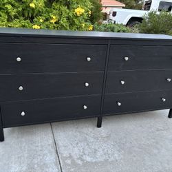 Black 6 Drawer Modern Dresser Chest of Drawers Furniture Great Condition 