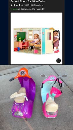 OG academy school for 18in dolls. ++2 scooters ( American girl sized dolls)  