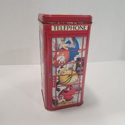 2002 M&M’s Telephone Booth Candy Tin ~ M & M, Christmas Village, Phone, Mars