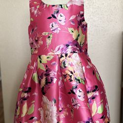 Girls The Children’s Place Easter Spring Pink Flower Dress Size 5T