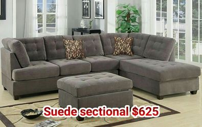 Suede sectional