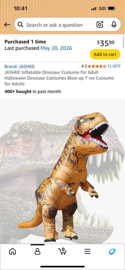 Dinosaur blow up costume wore once this weekend for 5 minutes i’ll take $25