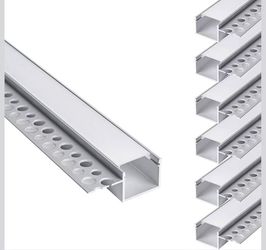 hunhun 6-Pack 6.6ft/2Meter Plaster-in LED Channel, Trimless recessed LED Aluminum Channel with Single Flange,led Channels for LED Strip, Super for Wid