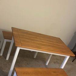 Wooden Dining table with two benches
